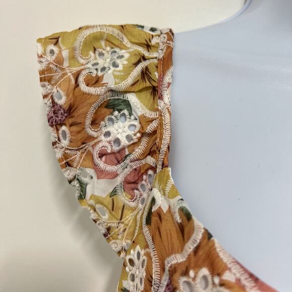 En Saison Presley Midi Dress Tiered Skirt Floral Embroidered M Ruffle Cottage - Picture 7 of 11